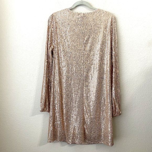Andree by Unit Dress Womens Size Large Sequins Rose Gold Pink Party - Picture 2 of 8